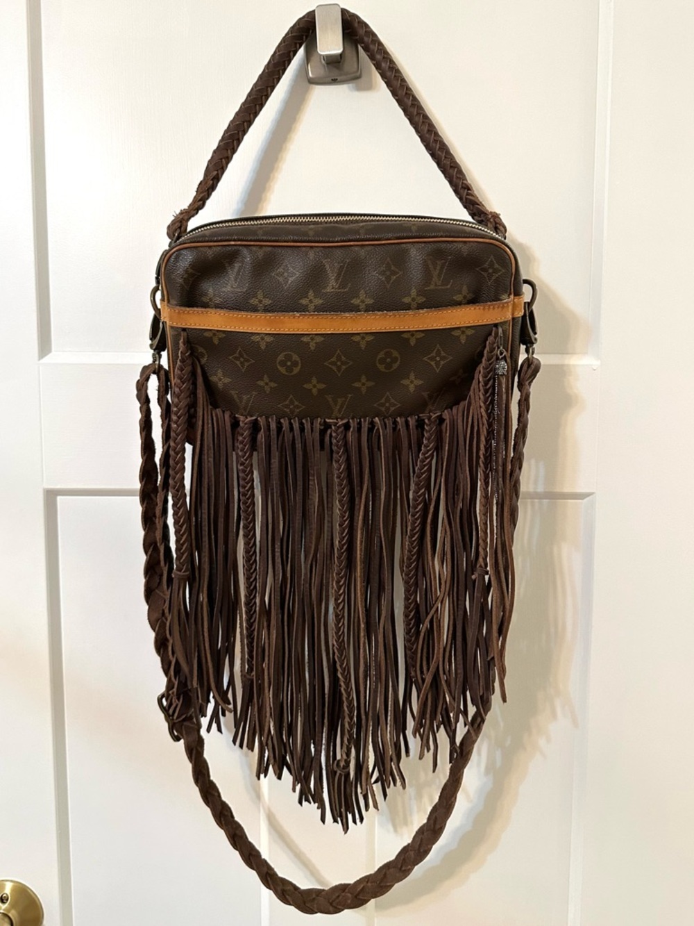 VINTAGE BOHO BAG Louis Vuitton Monogram Fringe Crossbody Bag - Riviera